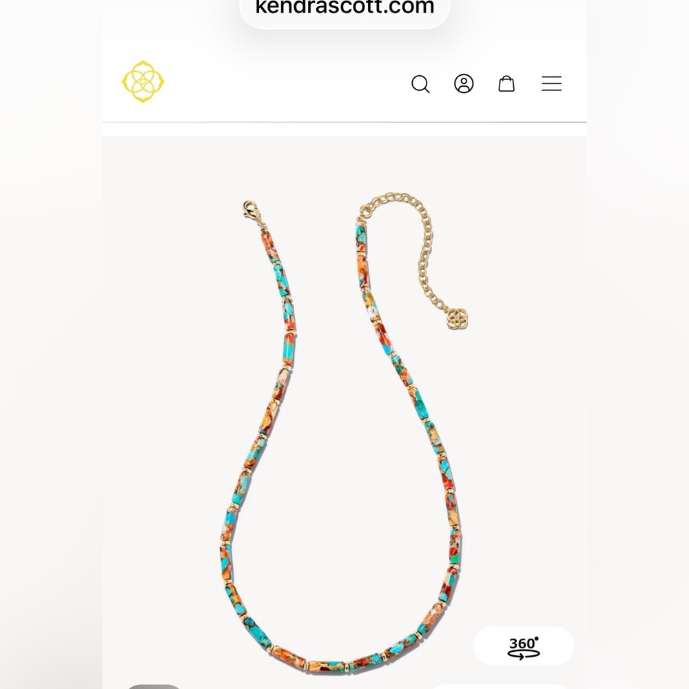 Kendra Scott Ember Gold Strand Necklace in Bronze Veined Turquoise - New!